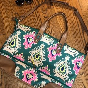 Stella & Dot NEW never used green ikat getaway